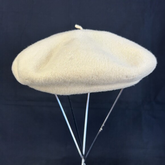 Basque Authentique French Beret Hat Cap 100% Wool Ivory Crème Cream Off-White main image 3